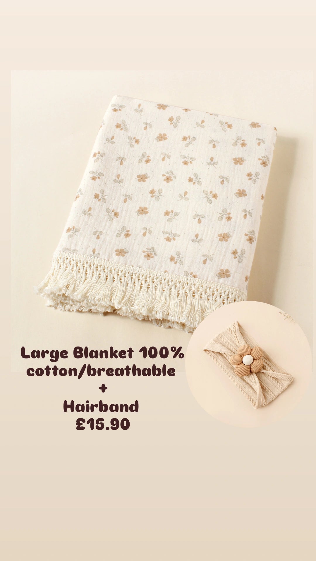 Combo large towel/blanket (110×110cm)+ Hairband ( 1 to 2 weeks delivery time)