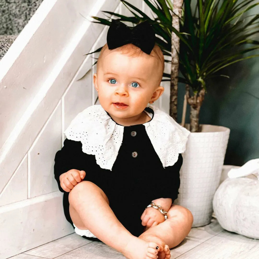 Frill Romper (Black and Beige option) - nunubebe