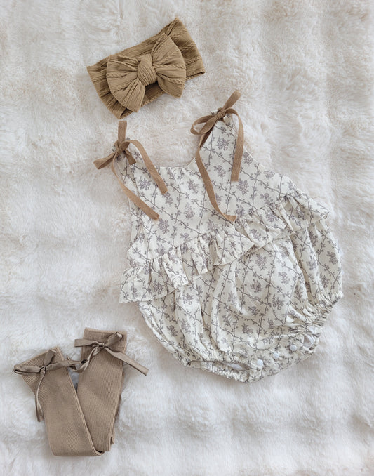 Latte Floral Romper