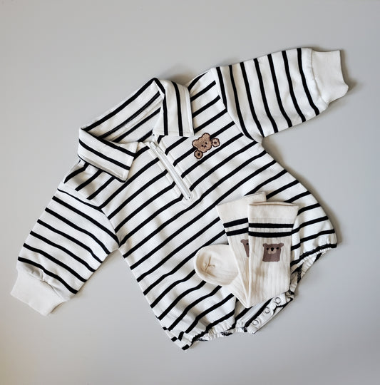 Striped Teddy Romper - nunubebe