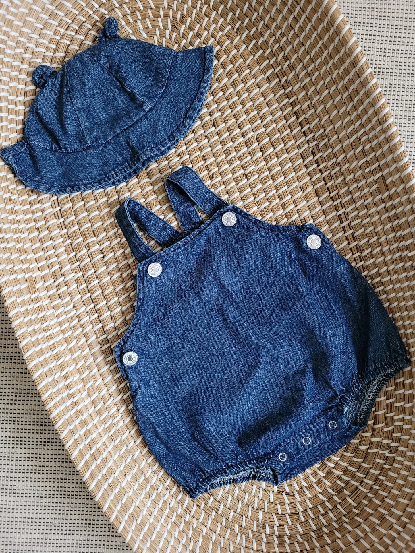 Jeans Romper (bonnet included)