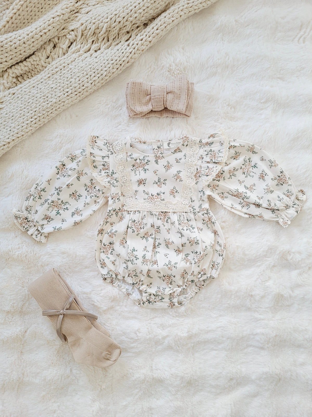 Flora Bundle  (as shown) Romper + tights + Hairband