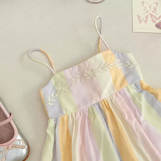Pastel Rainbow Linen & Cotton Dress (1-2 weeks delivery time)