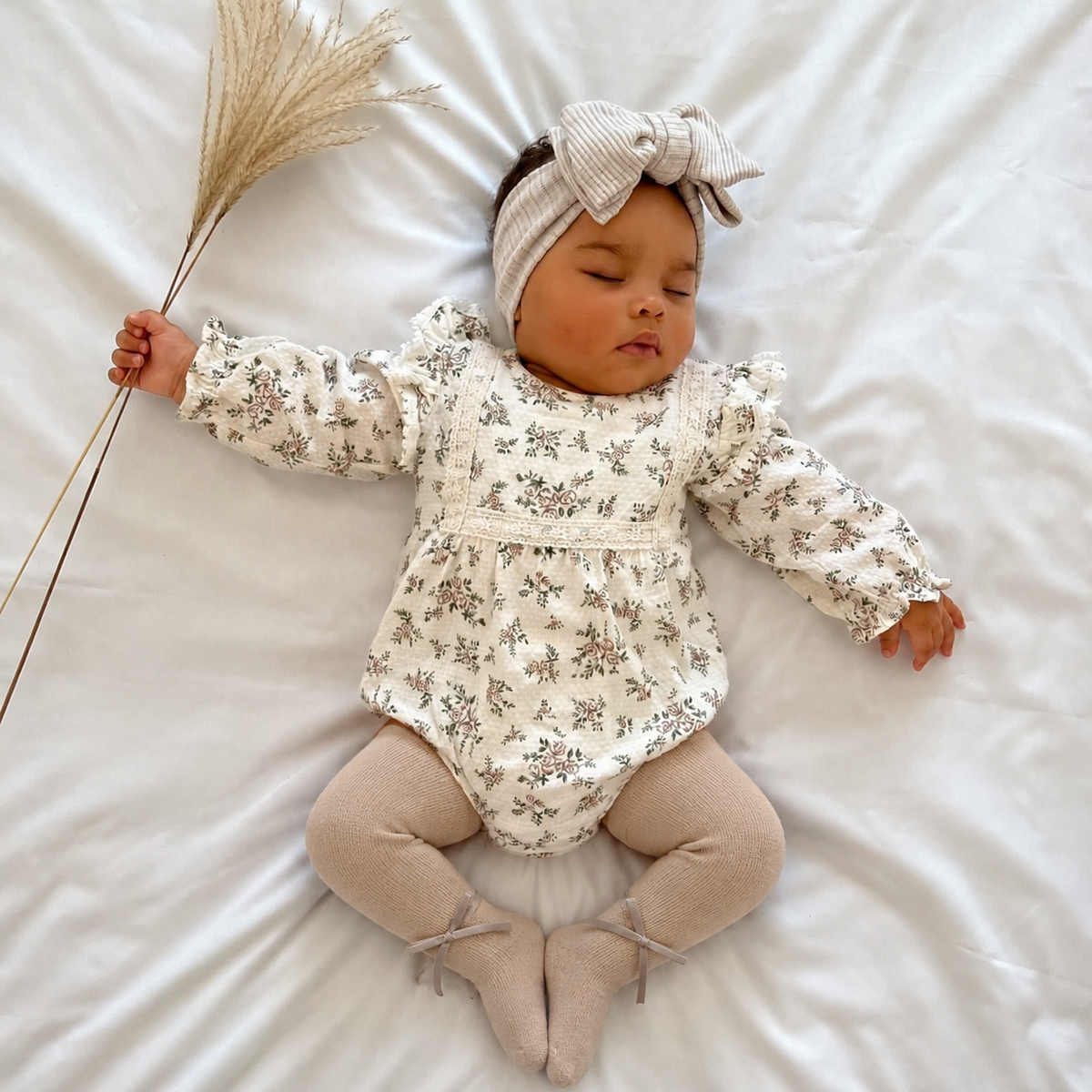 Flora Bundle  (as shown) Romper + tights + Hairband