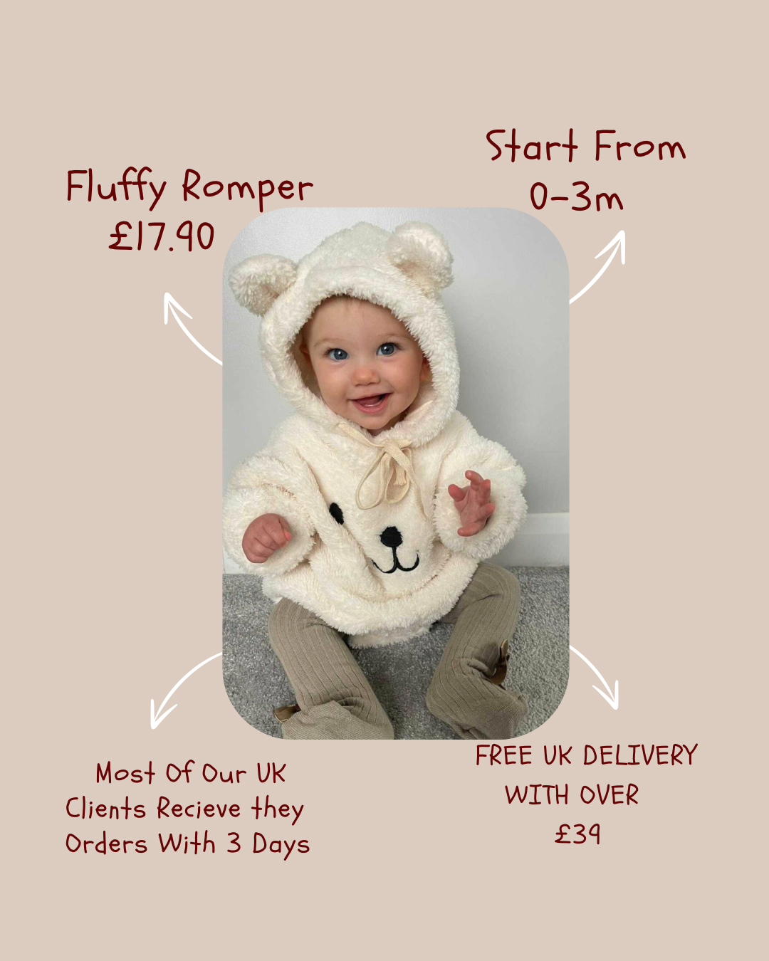 Fluffy Romper  (available from size 0-3m )