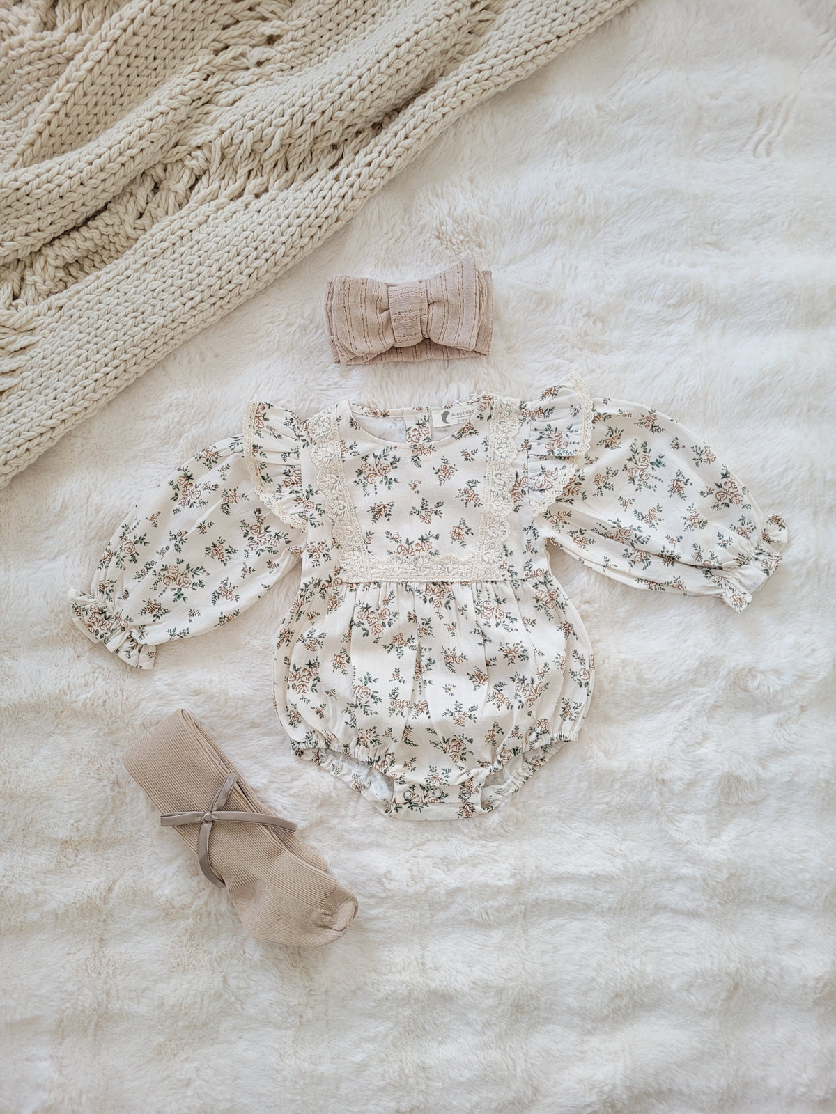 Flora Bundle  (as shown) Romper + tights + Hairband