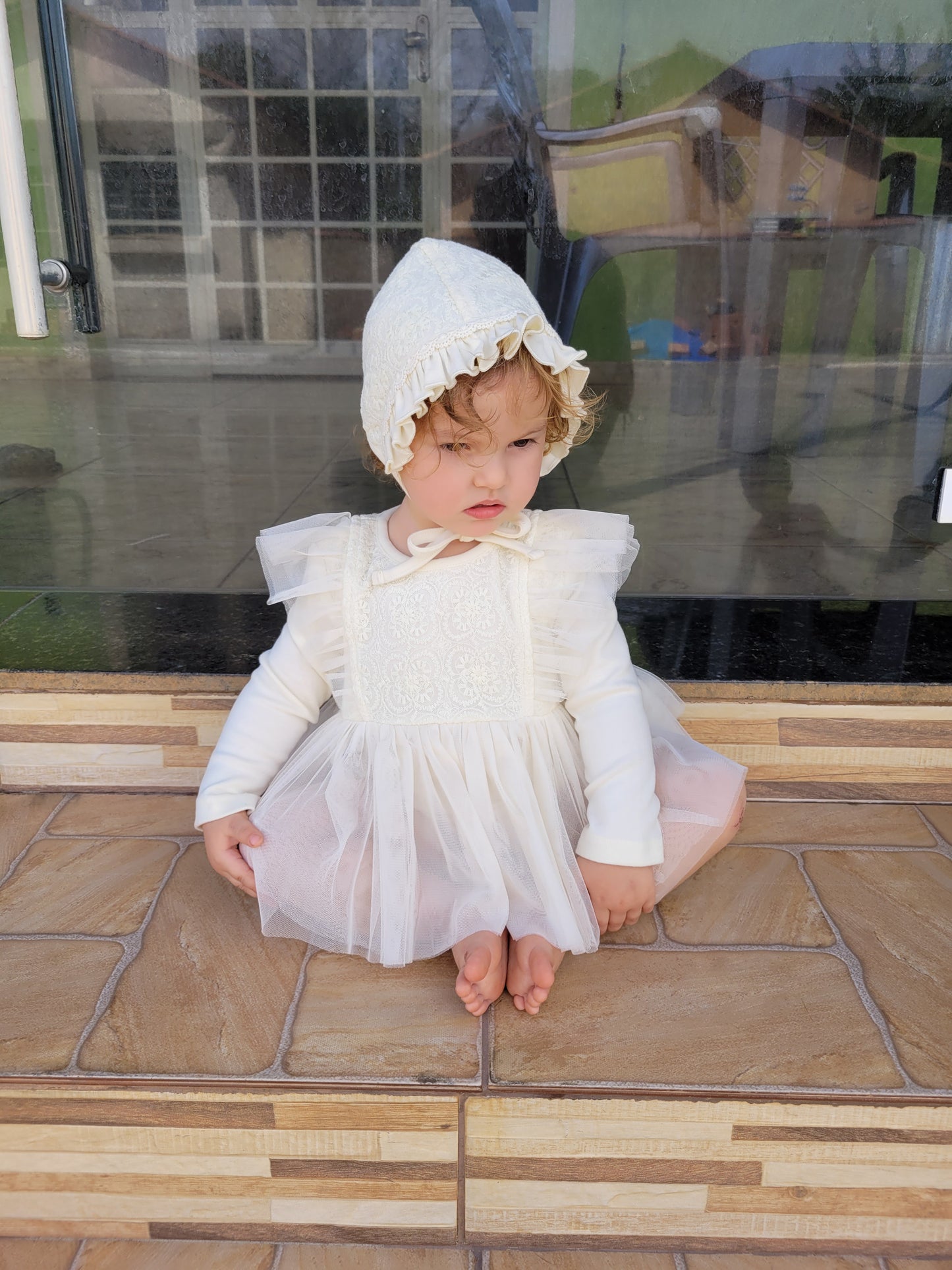 Rachel  Romper (jennybebe) Cames with  a matching bonnet