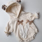 Bear Hooded Romper ( Brown /Ivory) - nunubebe