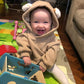 Bear Hooded Romper ( Brown /Ivory) - nunubebe